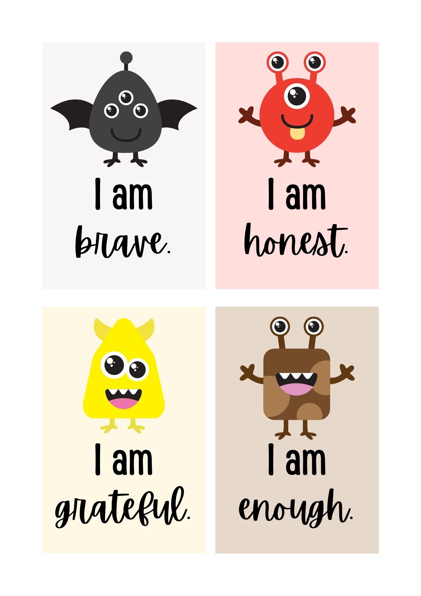 Emotions and monsters, Childrens mental health work book, emotion work book with positive cards!