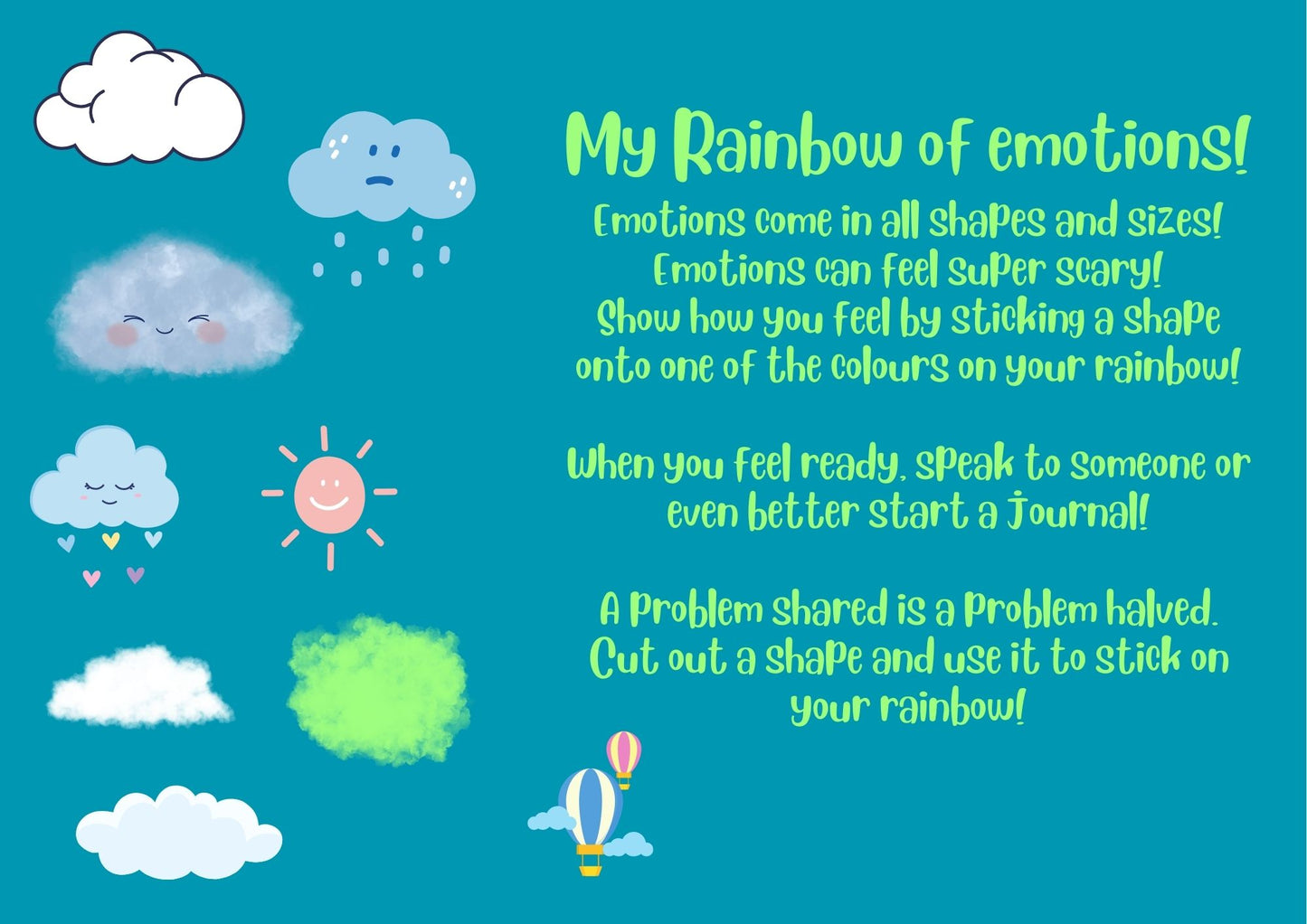 Rainbow feelings chart, Support mechanism for promoting positive reinforcement