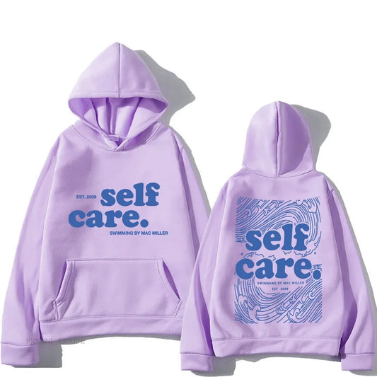 Macc Miller Self Care Grunge Hoodies Heavy Mental Grunge Sweatshirts Long-sleeved Print Fleece Clothes for Men/Women Oversized