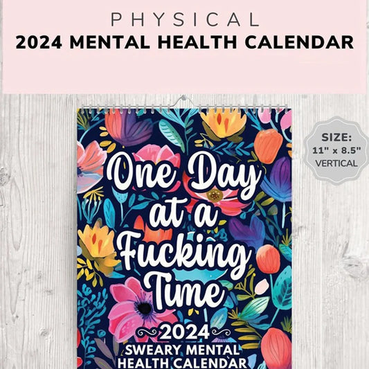 2024 Funny Mental Health Swear & Flower Desk Calendar - Inspirational Design